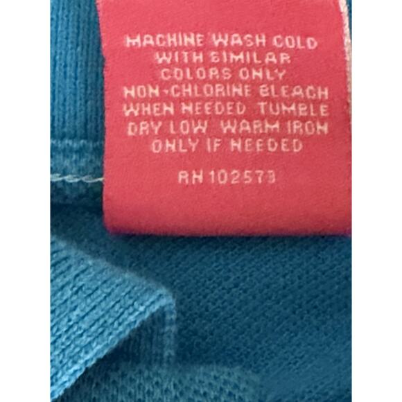 Hollister Y2K Polo Shirt Mens Large Teal Striped Seagull Logo Pico Knit Preppy - Picture 5 of 8
